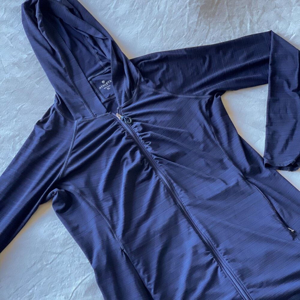 Navy Blue Marled Athleta Full Zip Hoodie